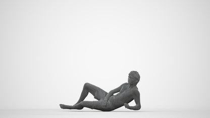 photogrammetry 3D man pool, realistic human model archviz FBX, wireframe back view