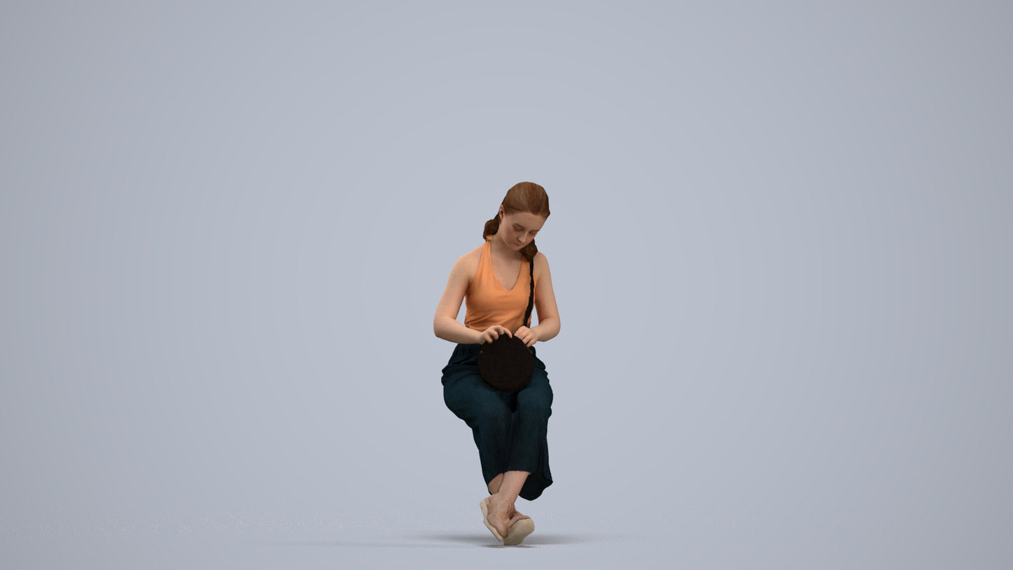 photogrammetry 3D girl casual kids, realistic human model archviz FBX, standing pose render