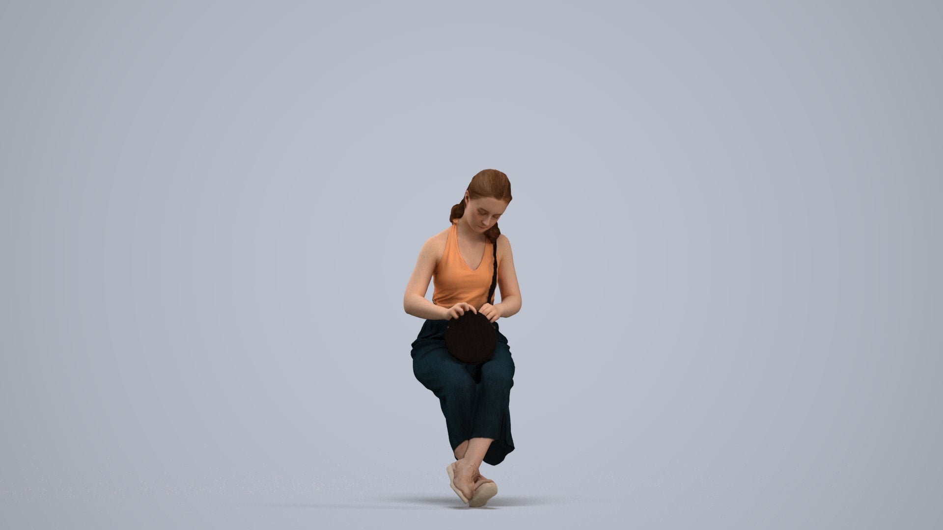 photogrammetry 3D girl casual kids, realistic human model archviz FBX, standing pose render