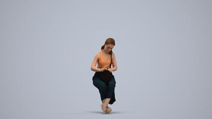 photogrammetry 3D girl casual kids, realistic human model archviz FBX, standing pose render