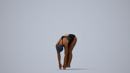 photogrammetry 3D woman sport pool, realistic human model archviz FBX, three-quarter view render