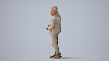 3D people model senior woman business couple, scanned human for 3ds Max rendering, three-quarter view render