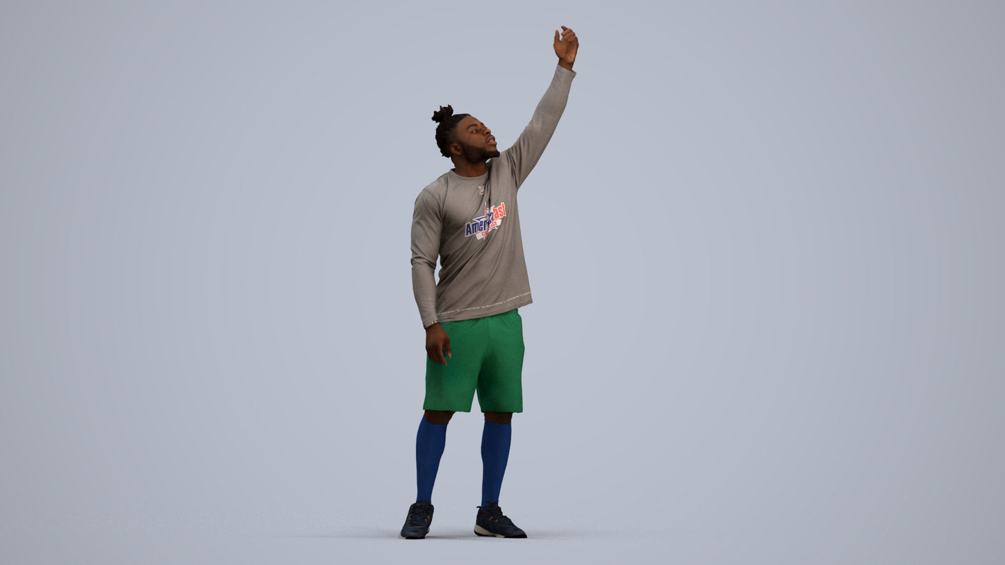 3D human model man sport, photogrammetry scanned person for archviz, standing pose render