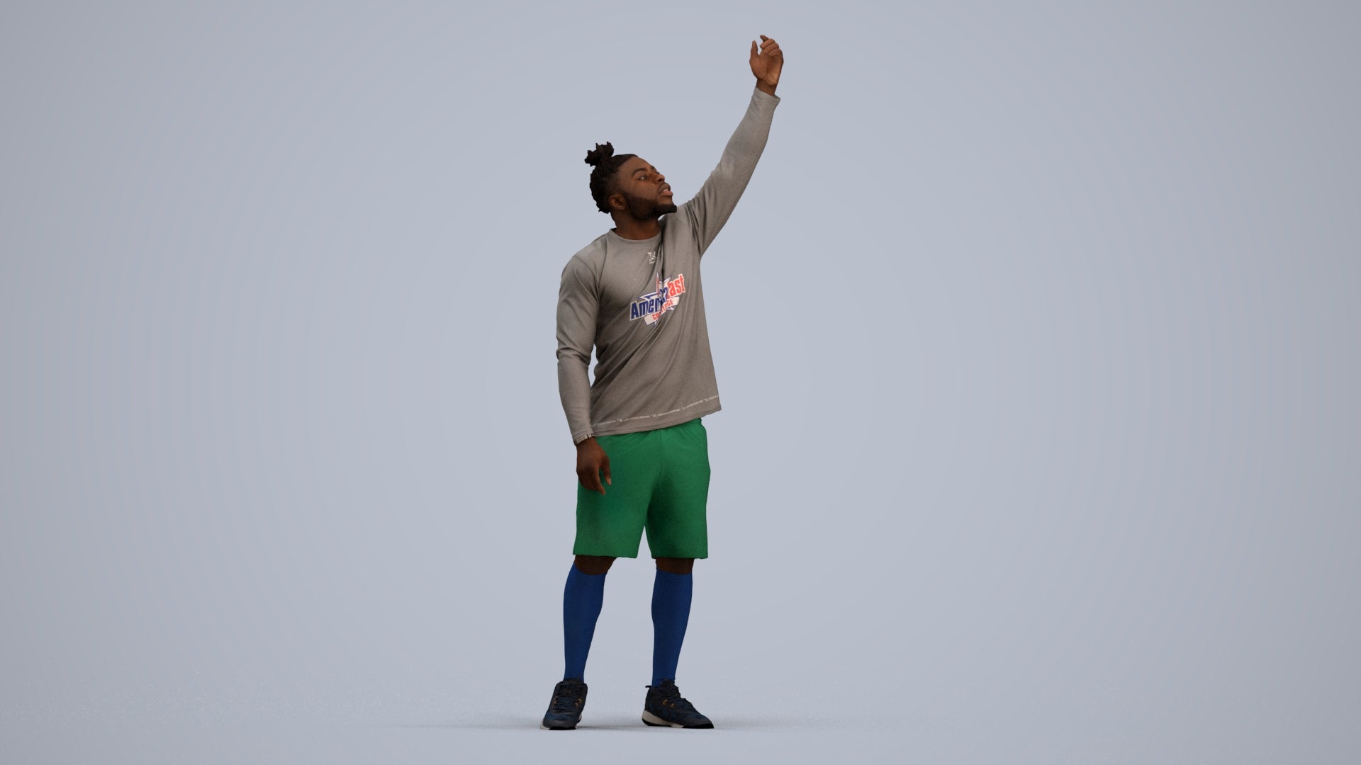 3D human model man sport, photogrammetry scanned person for archviz, standing pose render