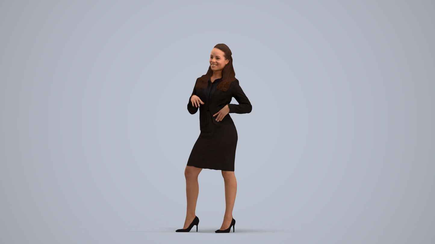 photogrammetry 3D woman business, realistic human model archviz FBX, standing pose render