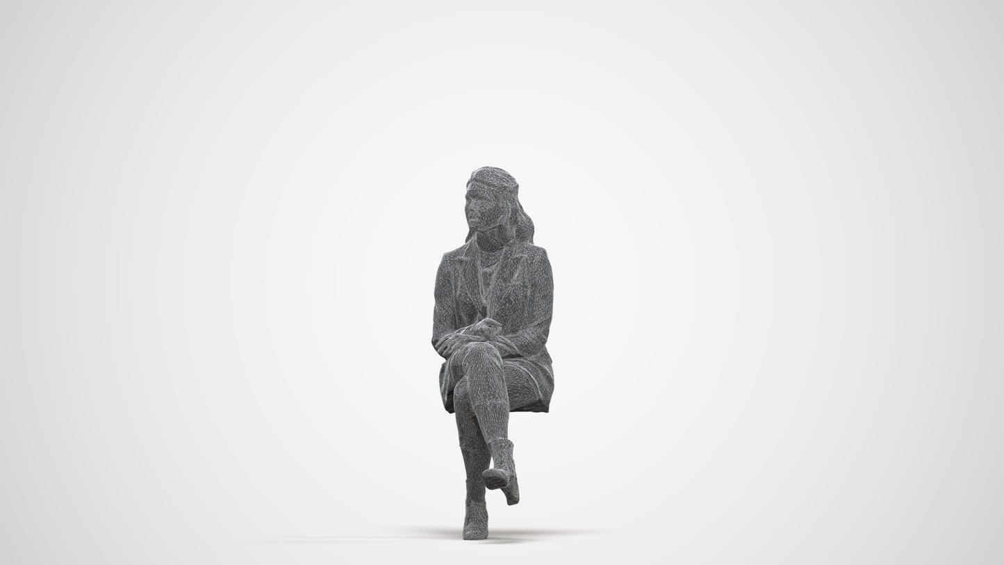 3D scanned woman business, photorealistic archviz people for Enscape and SketchUp, three-quarter front view render