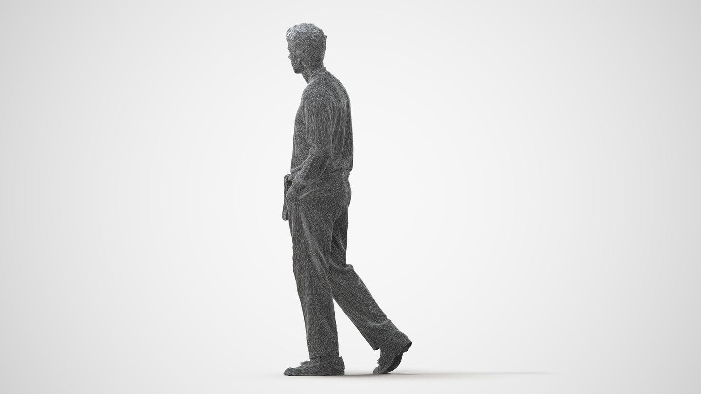 3D people model man casual walking, scanned human for 3ds Max rendering, square thumbnail