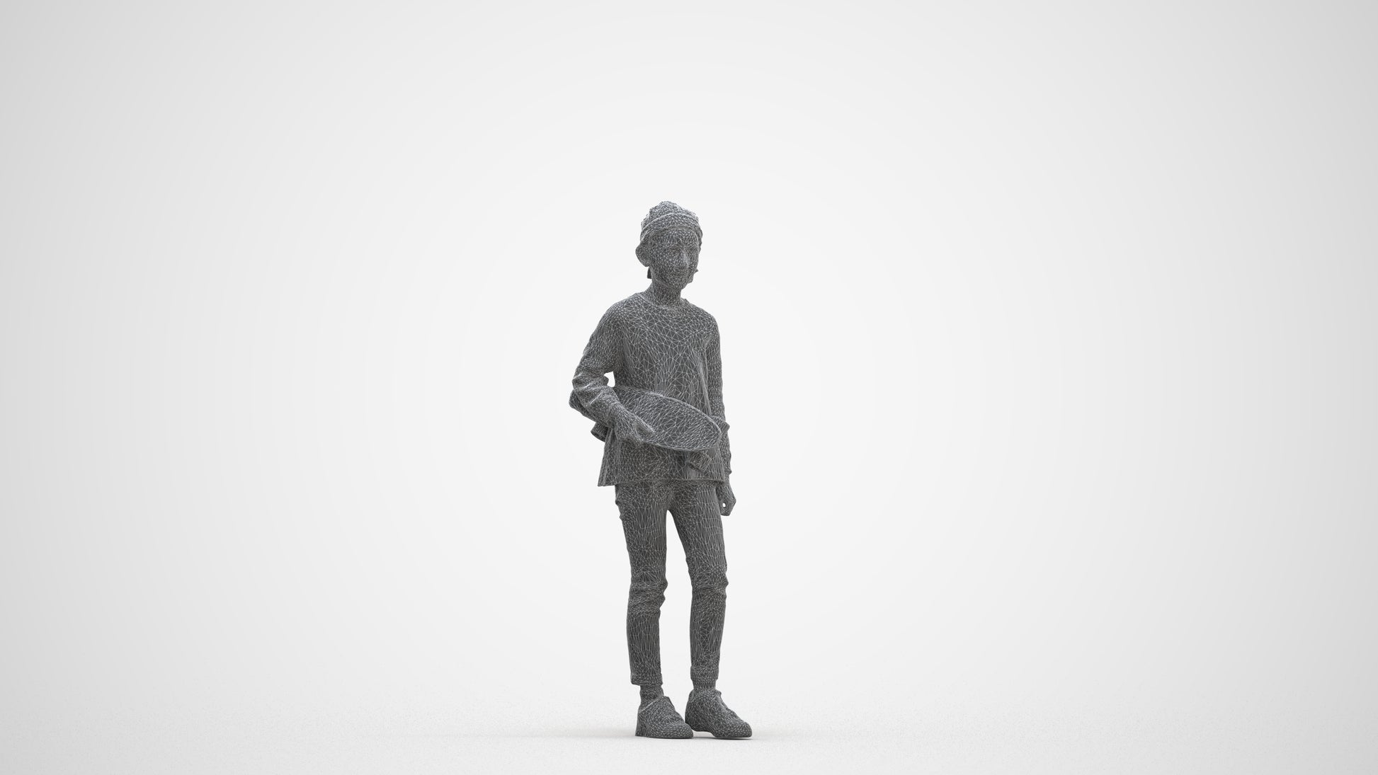 realistic 3D girl casual kids, scanned archviz people for Blender and 3ds Max, three-quarter front view render