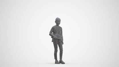 realistic 3D girl casual kids, scanned archviz people for Blender and 3ds Max, three-quarter front view render