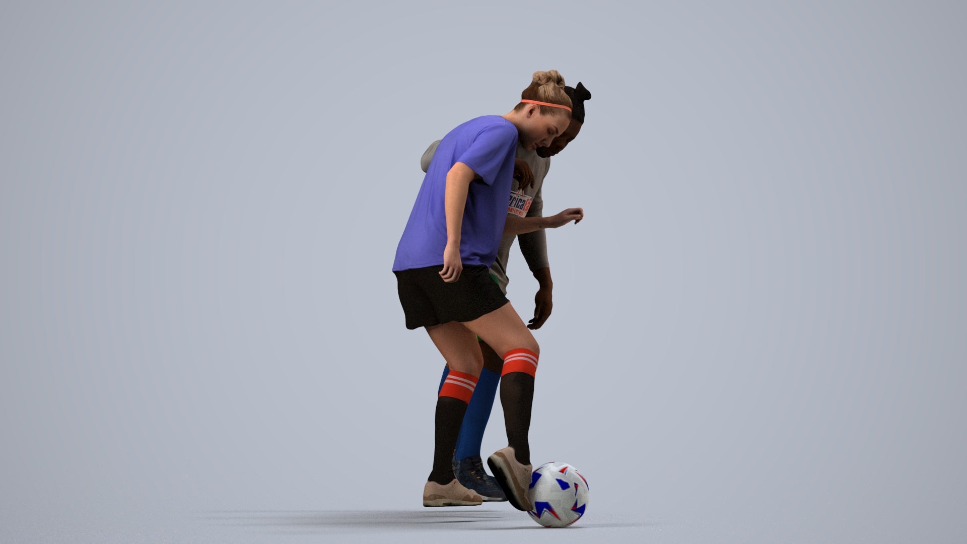 3D scanned woman sport, photorealistic archviz people for Enscape and SketchUp, side view render