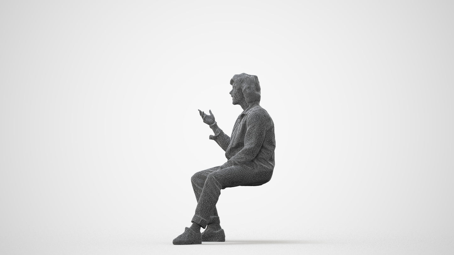 realistic 3D man casual sitting, scanned archviz people for Blender and 3ds Max, square thumbnail