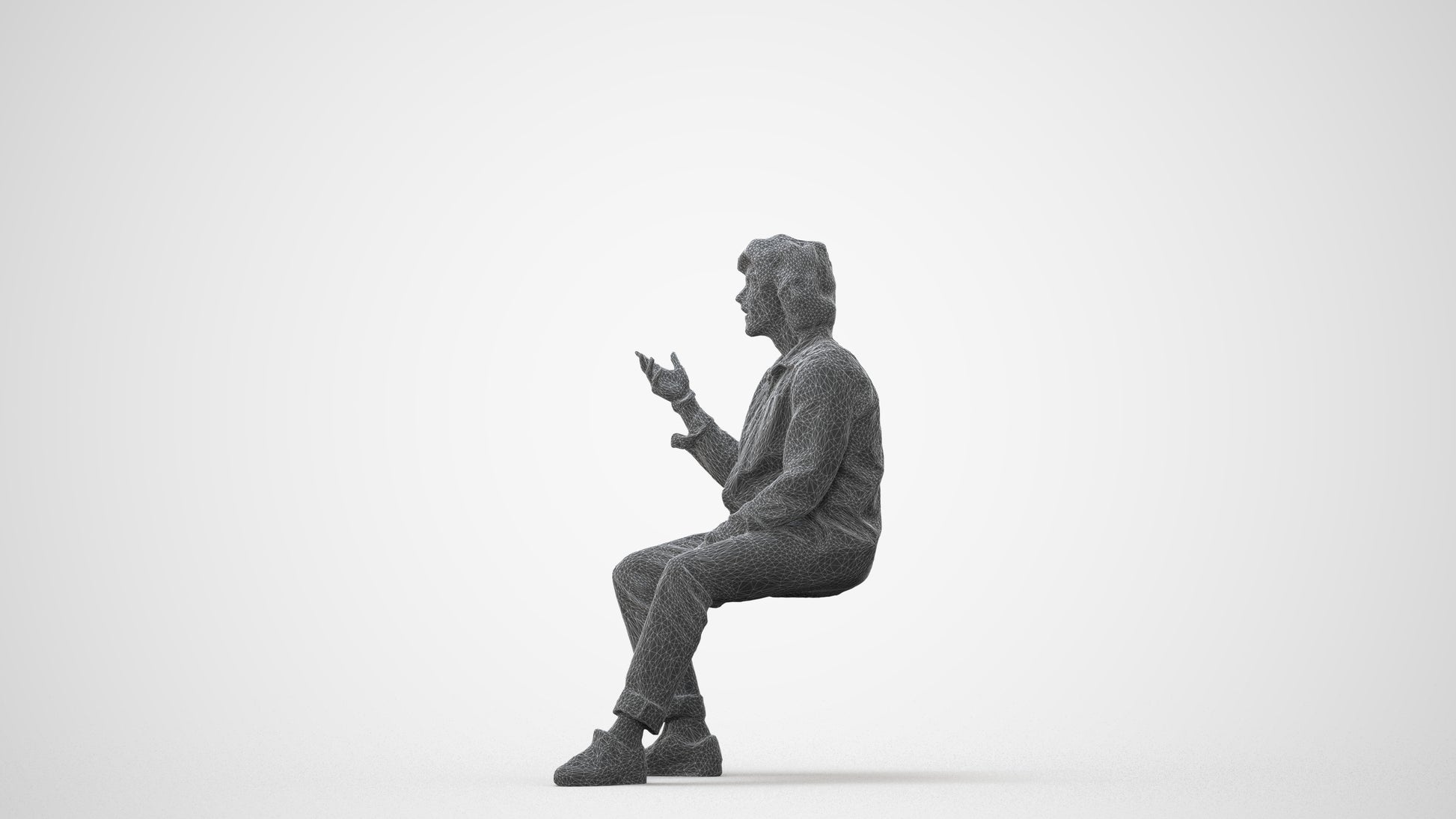 realistic 3D man casual sitting, scanned archviz people for Blender and 3ds Max, square thumbnail