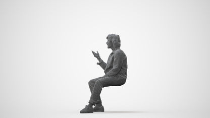 realistic 3D man casual sitting, scanned archviz people for Blender and 3ds Max, square thumbnail