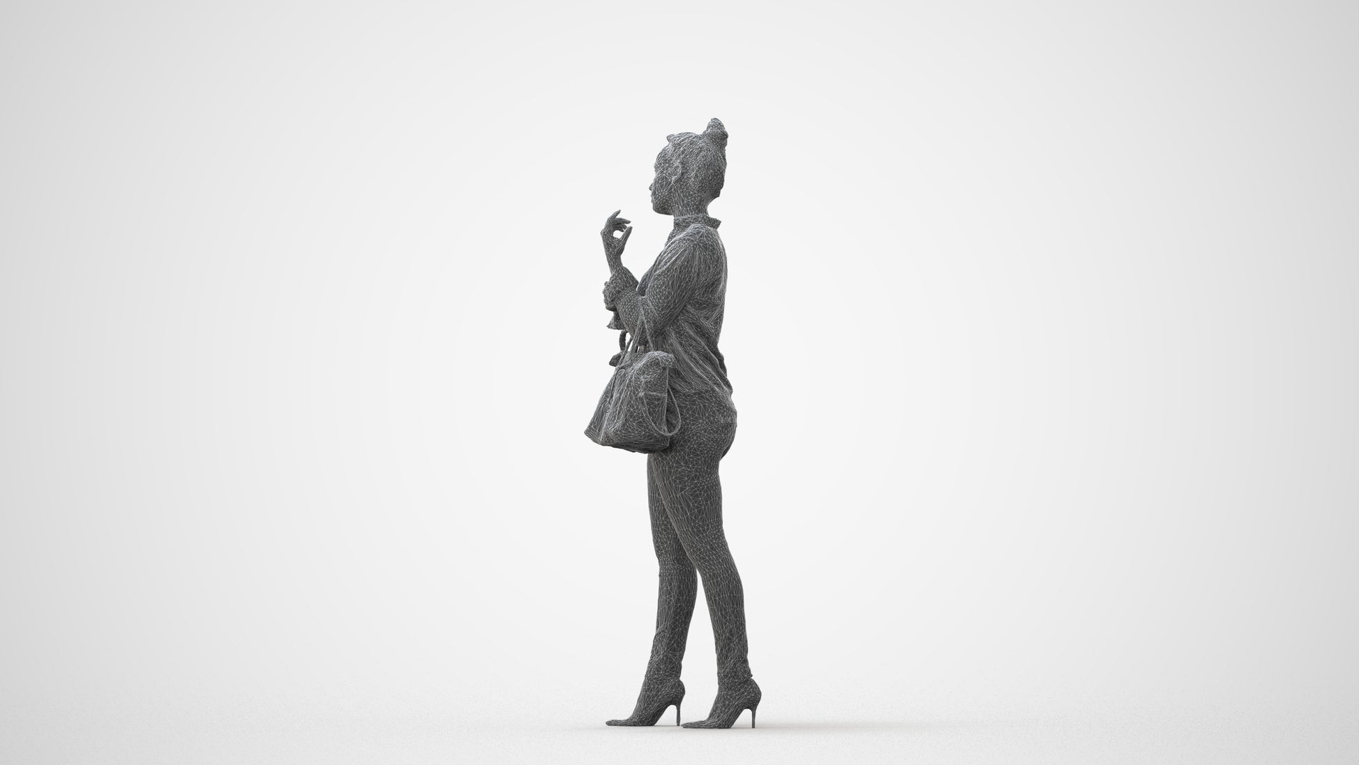realistic 3D woman business standing, scanned archviz people for Blender and 3ds Max, square thumbnail