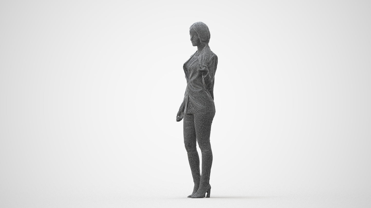 3D people model woman business standing, scanned human for 3ds Max rendering, square thumbnail