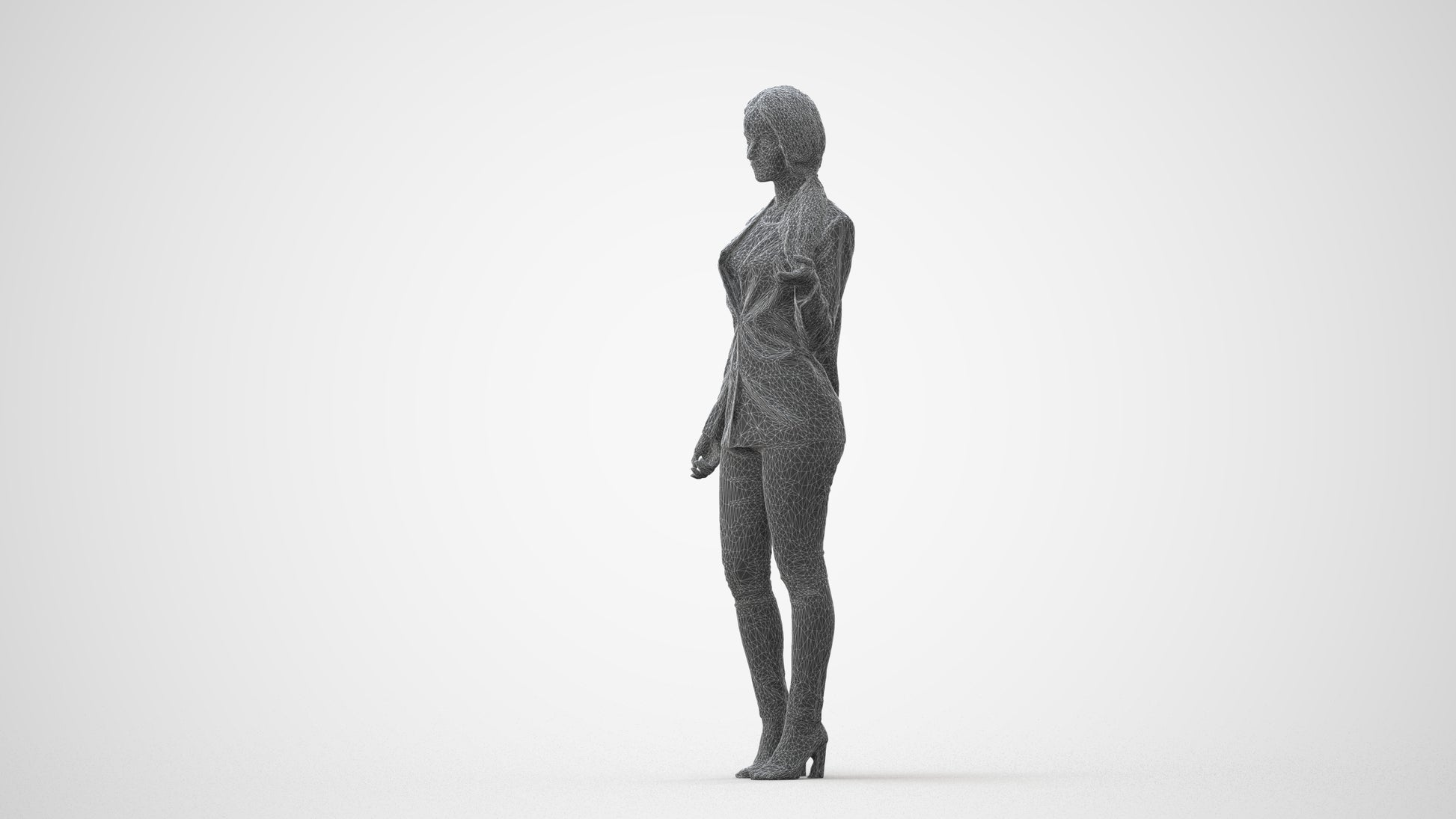 3D people model woman business standing, scanned human for 3ds Max rendering, square thumbnail