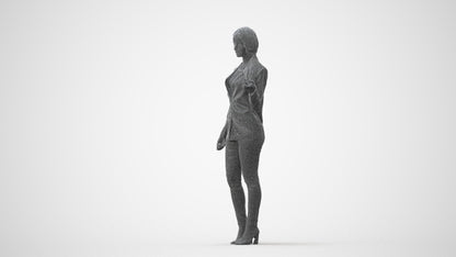 3D people model woman business standing, scanned human for 3ds Max rendering, square thumbnail