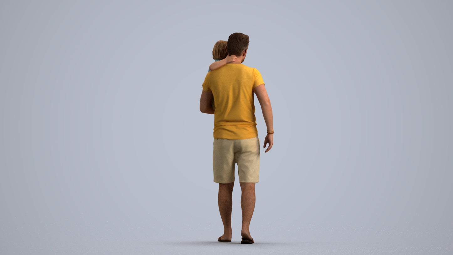 realistic 3D human boy casual kids, archviz people FBX OBJ for Blender, front view render