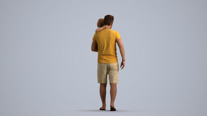 realistic 3D human boy casual kids, archviz people FBX OBJ for Blender, front view render