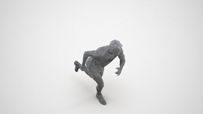 3D people model man sport, scanned human for 3ds Max rendering, wireframe three-quarter view