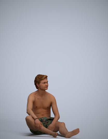 3D human model man pool, photogrammetry scanned person for archviz