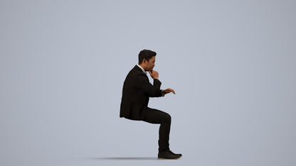 3D people model man business, scanned human for 3ds Max rendering, side view render