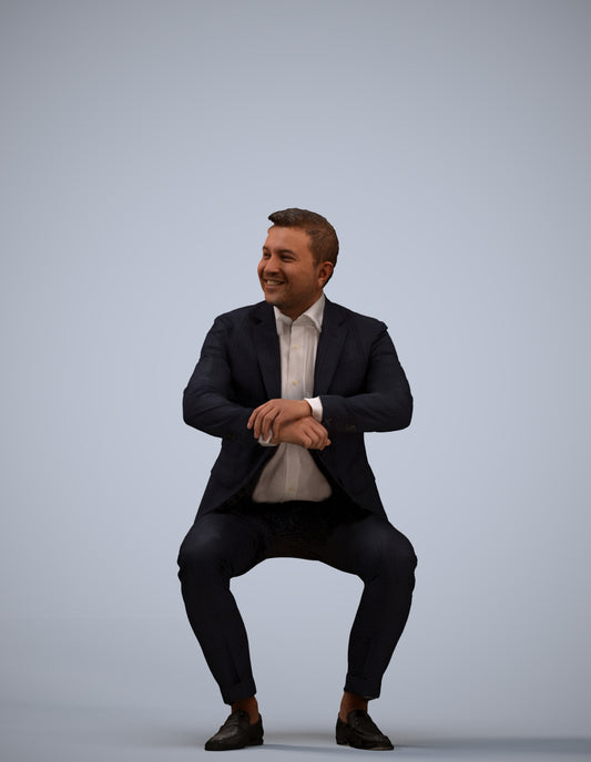 realistic 3D man business, scanned archviz people for Blender and 3ds Max