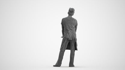 scanned 3D woman hospitality, photogrammetry people for Enscape and V-Ray, wireframe front view