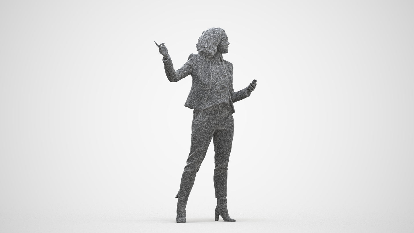 realistic 3D human woman business, archviz people FBX OBJ for Blender, three-quarter front view render