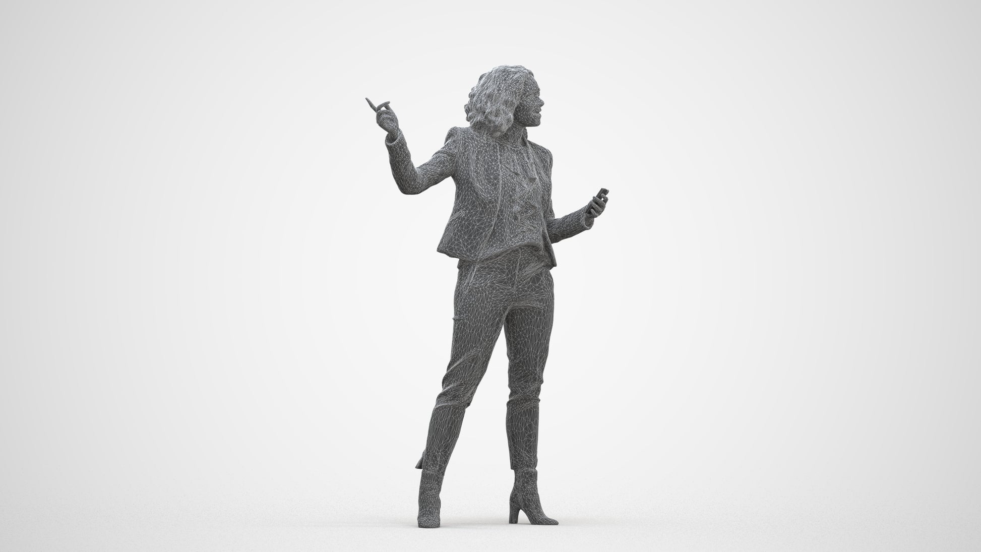 realistic 3D human woman business, archviz people FBX OBJ for Blender, three-quarter front view render
