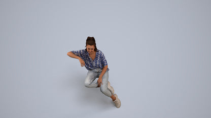 scanned 3D woman casual sitting, photogrammetry people for Enscape and V-Ray, back view render