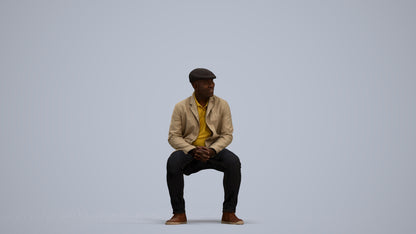 3D people model man casual sitting, scanned human for 3ds Max rendering, standing pose render