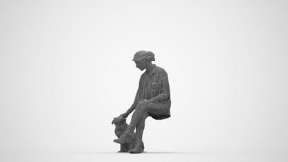 realistic 3D people woman casual sitting, render-ready for V-Ray and Corona, FBX OBJ, wireframe back view