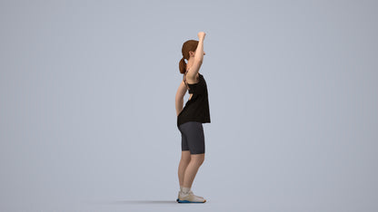 3D scanned girl sport, photorealistic archviz people for Enscape and SketchUp, side view render