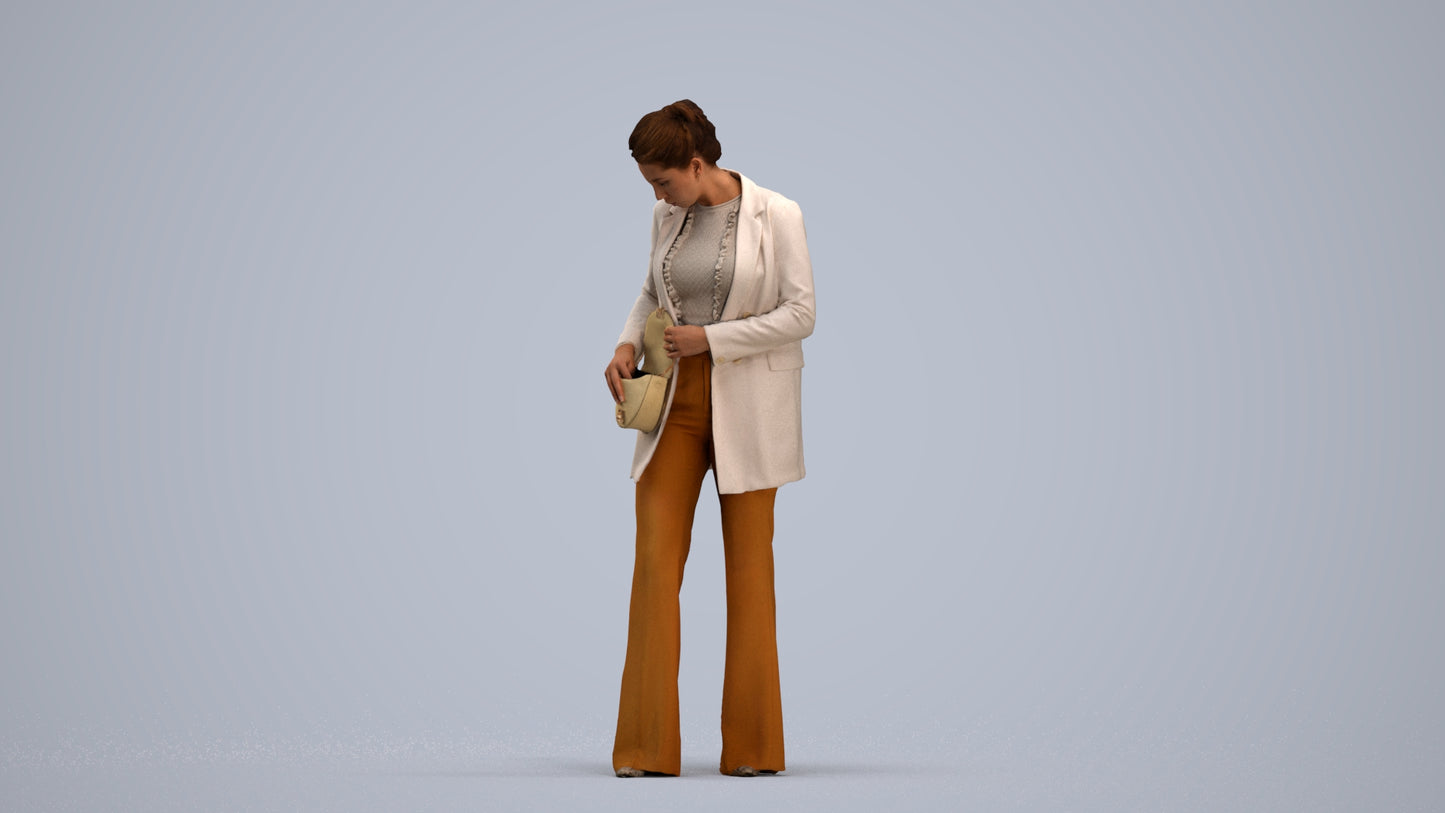 scanned 3D woman business standing, photogrammetry people for Enscape and V-Ray, standing pose render