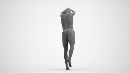3D people model man pool, scanned human for 3ds Max rendering, wireframe front view
