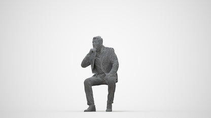 3D human model man business, photogrammetry scanned person for archviz, wireframe back view