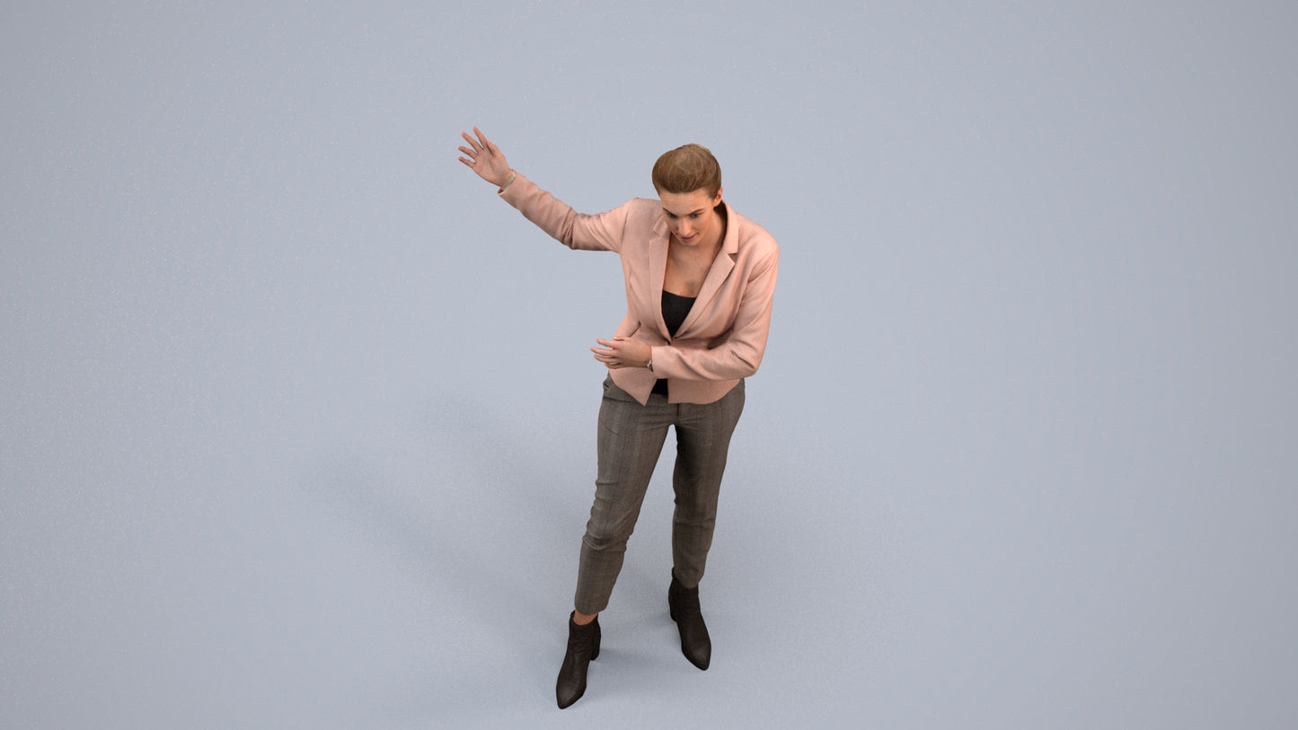 photogrammetry 3D woman business standing, realistic human model archviz FBX, back view render