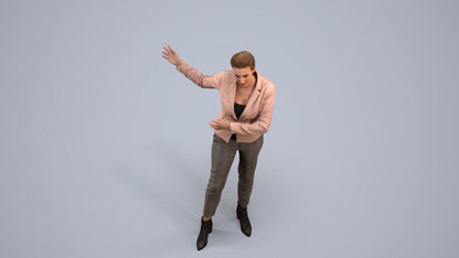 photogrammetry 3D woman business standing, realistic human model archviz FBX, back view render