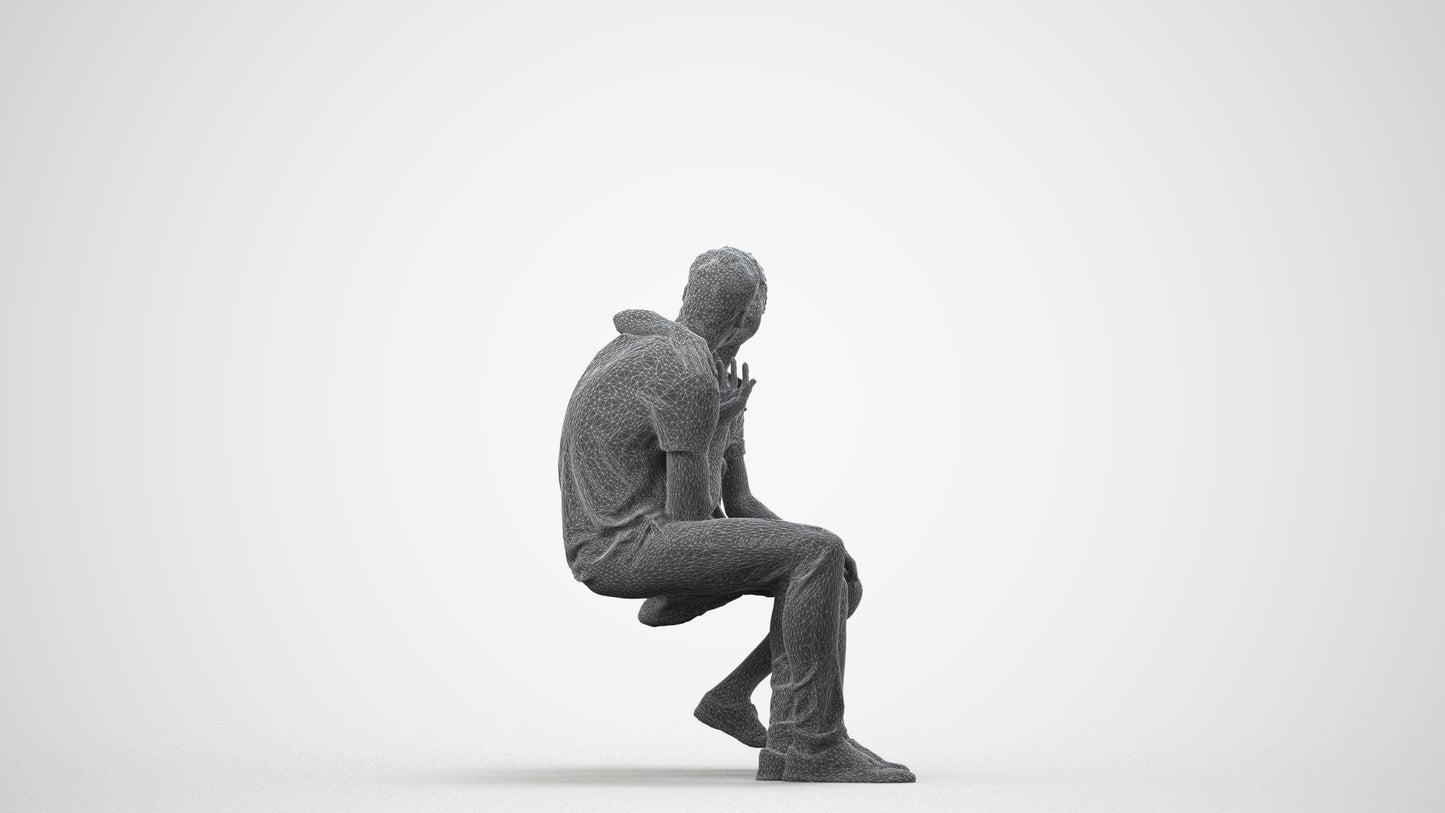 scanned 3D girl casual couple, photogrammetry people for Enscape and V-Ray, wireframe side view