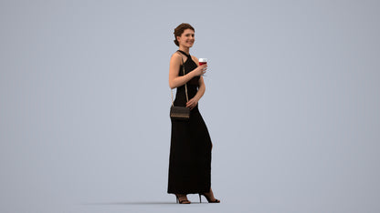 photogrammetry 3D woman formal formalaffairs, realistic human model archviz FBX, side view render