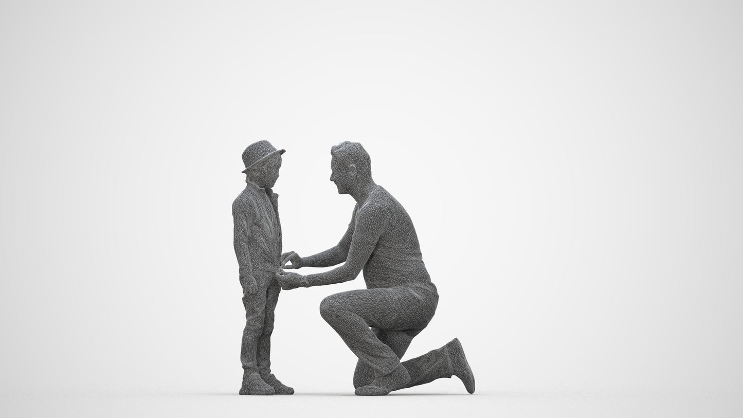 realistic 3D boy casual kids, scanned archviz people for Blender and 3ds Max, wireframe back view