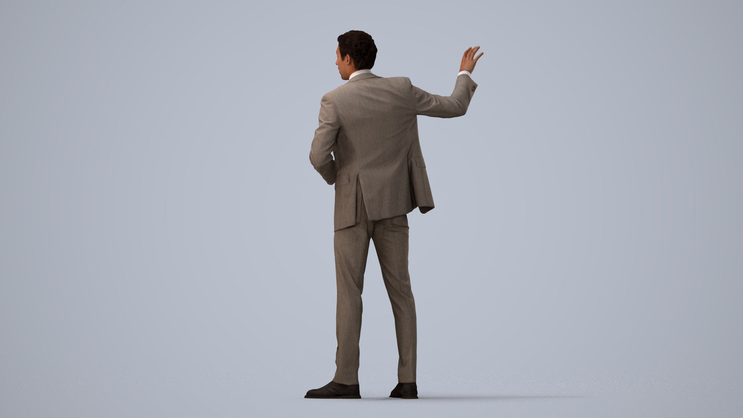 3D scanned man shopping business, photorealistic archviz people for Enscape and SketchUp, three-quarter view render