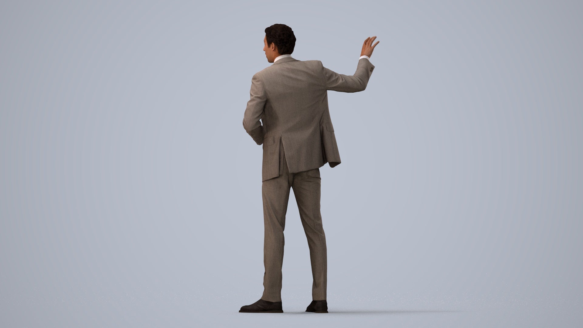 3D scanned man shopping business, photorealistic archviz people for Enscape and SketchUp, three-quarter view render