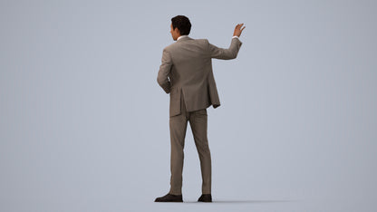 3D scanned man shopping business, photorealistic archviz people for Enscape and SketchUp, three-quarter view render