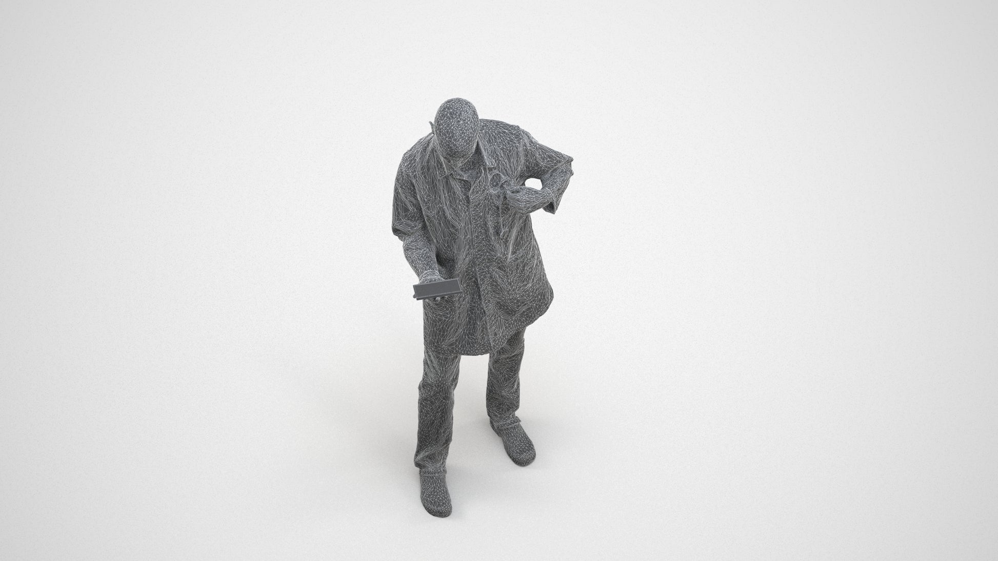 photogrammetry 3D man medical, realistic human model archviz FBX, wireframe three-quarter view