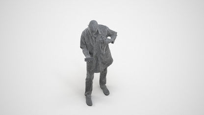 photogrammetry 3D man medical, realistic human model archviz FBX, wireframe three-quarter view