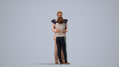 3D human model girl kids, photogrammetry scanned person for archviz, side view render