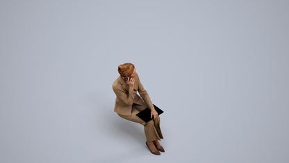 3D human model woman casual mix, photogrammetry scanned person for archviz, back view render
