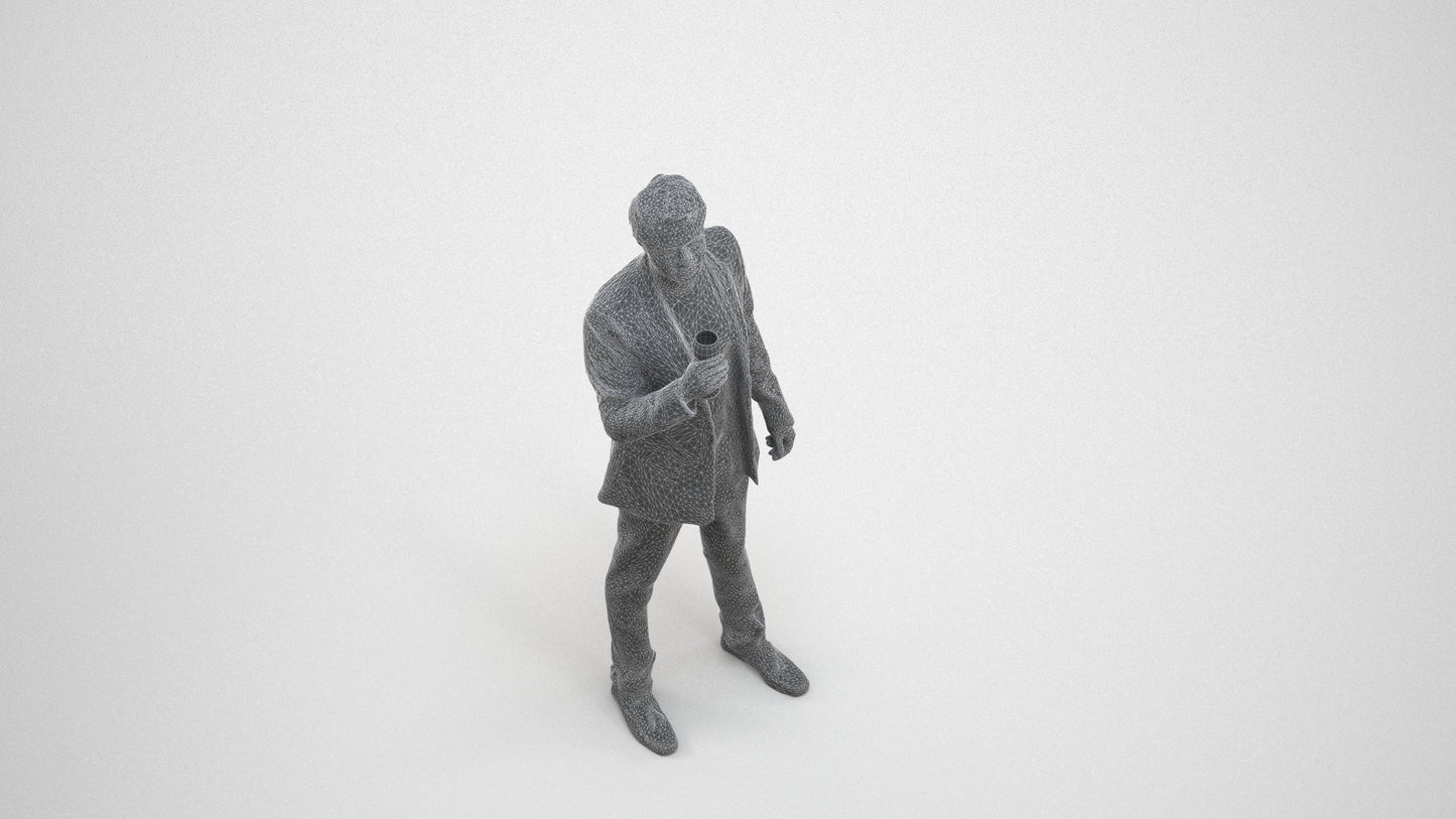 scanned 3D man formal formalaffairs, photogrammetry people for Enscape and V-Ray, wireframe three-quarter view